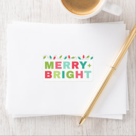 Merry & Bright Christmas Lights Label Adressaufkleber