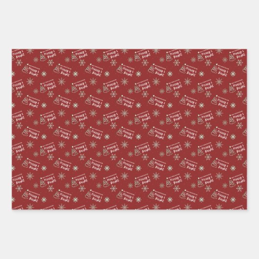 Merry & Bright Christmas Pack Geschenkpapier Set (Vorderseite)