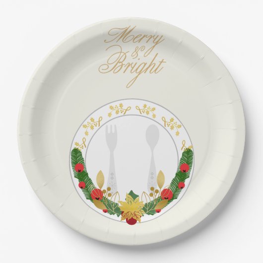 Merry & Bright Christmas Pappteller (Vorderseite)