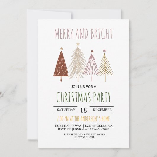 Merry & Bright Christmas Party Weihnachtsdusche Einladung (Vorderseite)