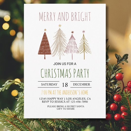 Merry & Bright Christmas Party Weihnachtsdusche Einladung