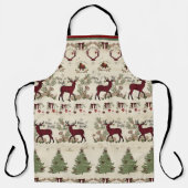 Merry Bright Christmas Pine Tree Deer Rustic Wood Schürze (Vorderseite)