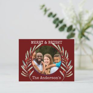 Merry & Bright Christmas Postcard 1 Foto Holly Postkarte