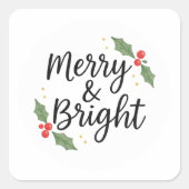 Merry & Bright Christmas Quadratischer Aufkleber (Vorderseite)