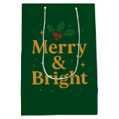 Merry & Bright Christmas Quote Mittlere Geschenktüte (Rückseite)