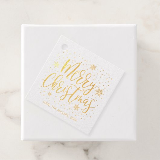 Merry & Bright Christmas Real Gold Foil Geschenk T Geschenkanhänger (Mit Box)
