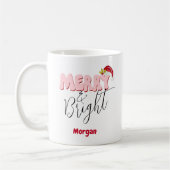 Merry & Bright Christmas Retro Red Pink Add Name Kaffeetasse (Links)