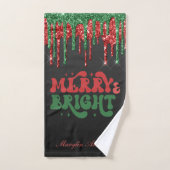 MERRY & BRIGHT CHRISTMAS SCRIPT CUSTOM MONOGRAMM BADHANDTUCH SET (Handtuch)