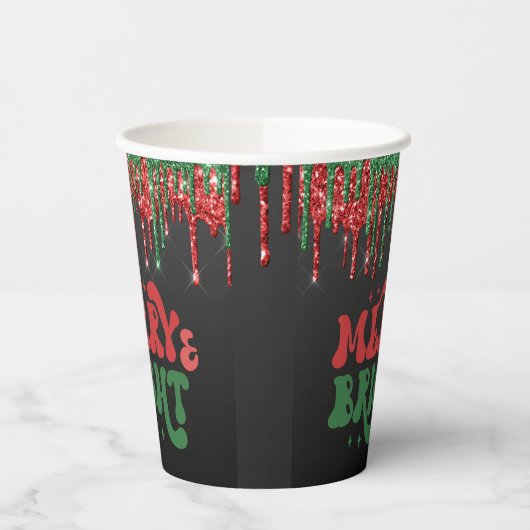 MERRY & BRIGHT CHRISTMAS SCRIPT CUSTOM MONOGRAMM PAPPBECHER (Links)