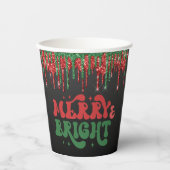 MERRY & BRIGHT CHRISTMAS SCRIPT CUSTOM MONOGRAMM PAPPBECHER (Vorderseite)