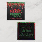 MERRY & BRIGHT CHRISTMAS SCRIPT CUSTOM MONOGRAMM QUADRATISCHE VISITENKARTE (Vorne/Hinten)