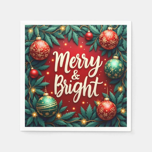 Merry & Bright Christmas Serviette (Vorderseite)