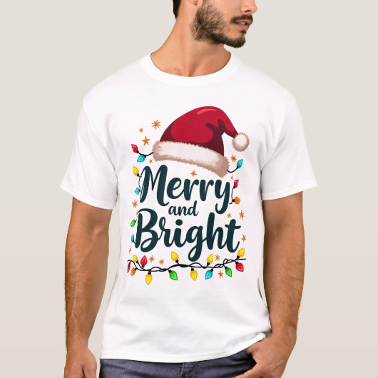 Merry & Bright Christmas Shirt - Festliche Weihnac (Vorderseite)
