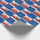 Merry & Bright Christmas Snowflake Foto Blue Geschenkpapier (Ecke)