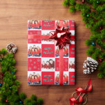 Merry & Bright Christmas Snowflake Foto Red Geschenkpapier<br><div class="desc">Eine fröhliche und helle Weihnachtsverpackung mit Ihren Fotos. Personalisieren Sie Ihre Weihnachtsgeschenke mit zwei verschiedenen Fotos von Freunden oder Familie. Eine besondere Weihnachtsbotschaft, "Merry & Bright" in einem silbernen Farbverlauf, zeigt in einem Quadrat. Der diagonal gegenüber liegende Platz bietet hübsche Schneeflocken im Weihnachtsschnee. Diese Geschenkpackung ist rot und silber, aber...</div>