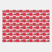 Merry & Bright Christmas Snowflake Foto Red Geschenkpapier Set (Vorderseite)