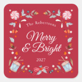 Merry & Bright Christmas Sticker (Vorderseite)