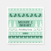 Merry & Bright Christmas Sweater Minze Green Serviette (Vorderseite)
