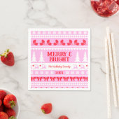 Merry & Bright Christmas Sweater Rosa und Rot Serviette (Beispiel)