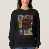 Merry & Bright Christmas Teacher Collage Black Sweatshirt (Vorderseite)