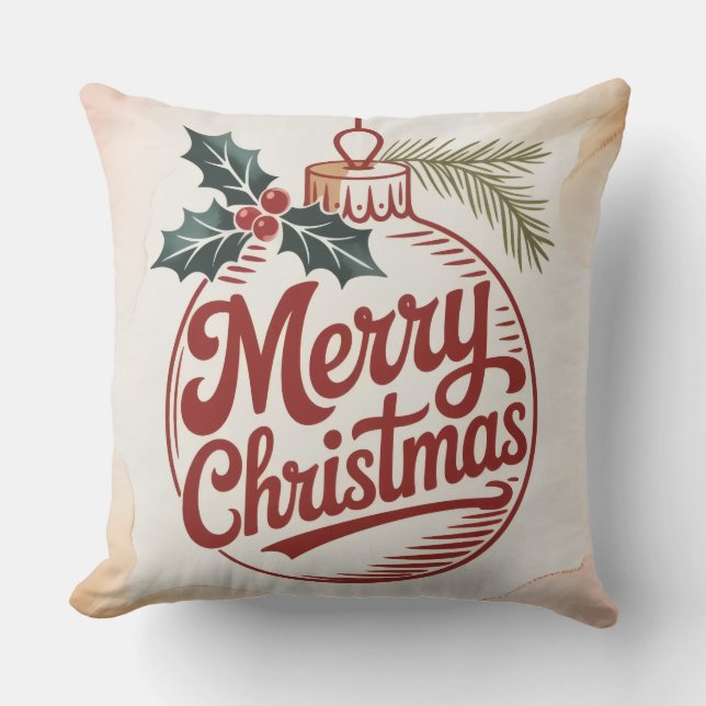 Merry & Bright Christmas Throw Kissen (Vorderseite)