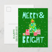 Merry & Bright Christmas Tree Feiertagspostkarte (Vorne/Hinten)