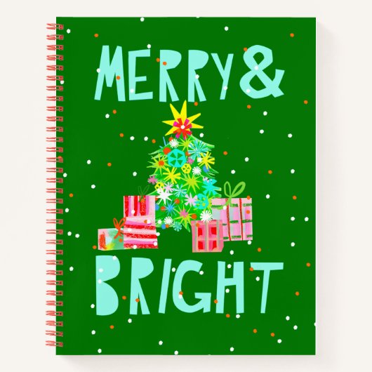 Merry & Bright Christmas Tree Notizblock (Vorderseite)