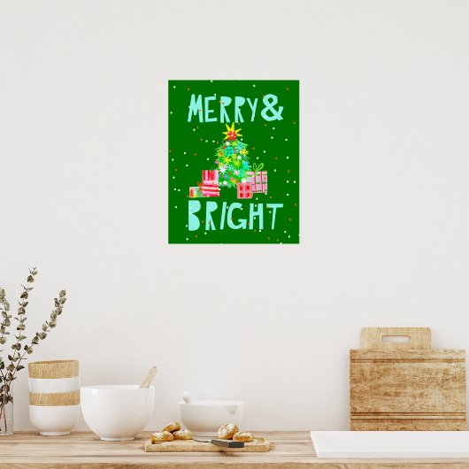 Merry & Bright Christmas Tree Poster (Küche)