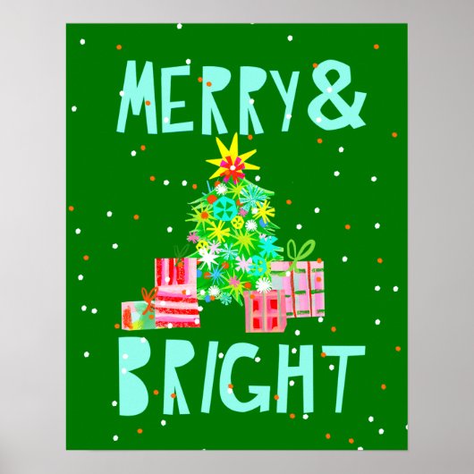 Merry & Bright Christmas Tree Poster (Vorne)