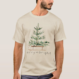 Merry Bright Christmas Tree Sled Family Gift T-Shirt