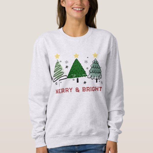 Merry & Bright Christmas Tree Sweatshirt (Vorderseite)