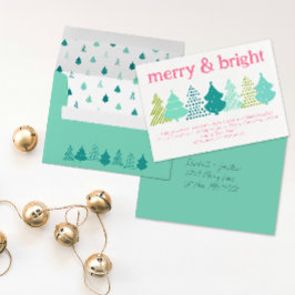 Merry & Bright Christmas Tree Weihnachtskarte Feiertagskarte