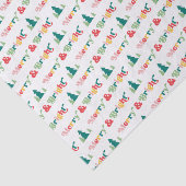 Merry & bright Christmas trees colorful retro font Seidenpapier (Ausschnitt)