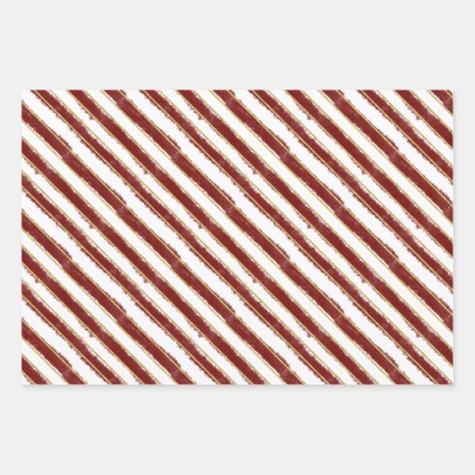Merry & Bright Christmas Trees & Stripes Set von 3 Geschenkpapier Set (Vorderseite 3)