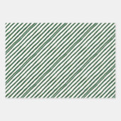 Merry & Bright Christmas Trees & Stripes Set von 3 Geschenkpapier Set (Vorderseite 2)