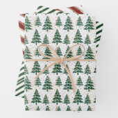 Merry & Bright Christmas Trees & Stripes Set von 3 Geschenkpapier Set (Beispiel)