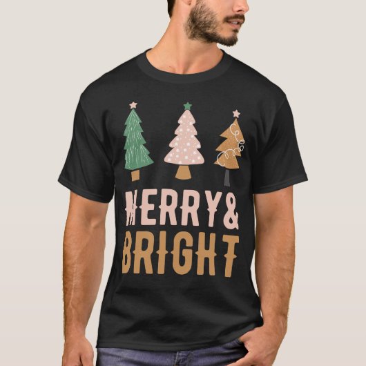 Merry & Bright Christmas Trees T - Shirt Design (Vorderseite)