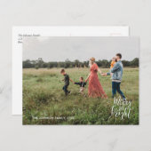 Merry & Bright Christmas Typografy Foto Postcard Postkarte (Vorne/Hinten)