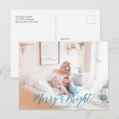 Merry & Bright Christmas Typografy Foto Postcard Postkarte (Vorne/Hinten)