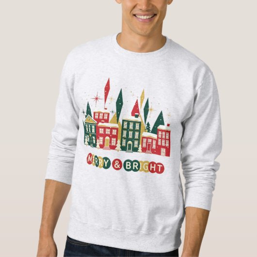 Merry & Bright Christmas Village Design Sweatshirt (Vorderseite)