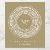 Merry & Bright Circles Monogram Holiday Wine Label Weinetikett (Einzelnes Label)