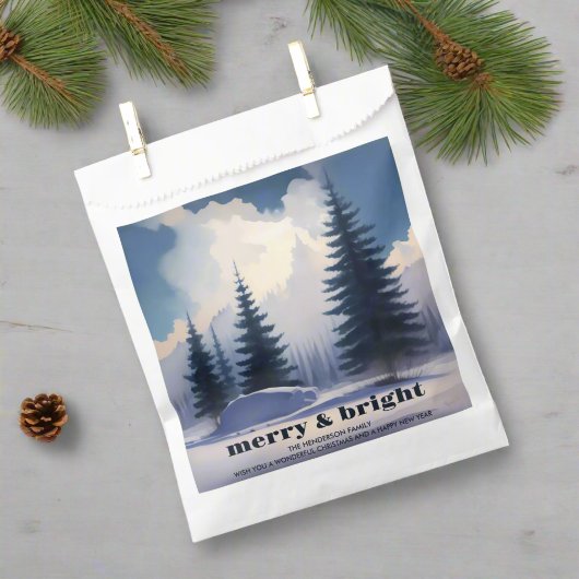 Merry & Bright Clean Watercolor Pine Tree Forest Geschenktütchen