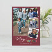 Merry & Bright Colorful 4 Foto Weihnachten (Stehend Vorderseite)