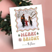 Merry & Bright Colorful 80s Retro Photo Christmas Feiertagskarte