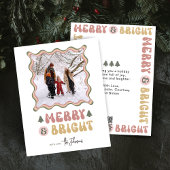 Merry & Bright Colorful 80s Retro Photo Christmas Feiertagskarte