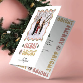 Merry & Bright Colorful Retro Fun Photo Christmas Feiertagskarte