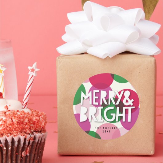 Merry & Bright Confetti Dots Weihnachtsfeiertag Runder Aufkleber (Party)