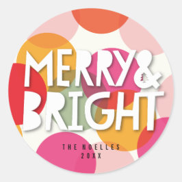 Merry & Bright Confetti Weihnachtssticker Runder Aufkleber