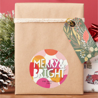 Merry & Bright Confetti Weihnachtssticker Runder Aufkleber
