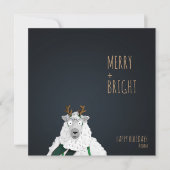 "Merry + Bright" Crazy Niedlich Sheep Feiertagskarte (Vorderseite)